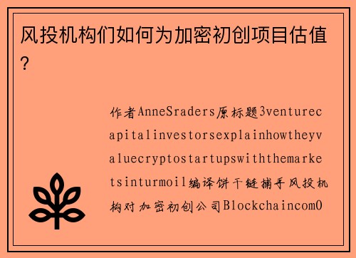 风投机构们如何为加密初创项目估值？